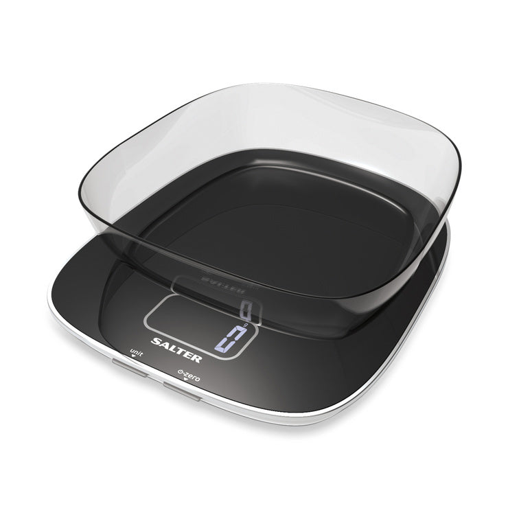 Salter Contour High Capacity Scale Glass Bowl 20KG  Black