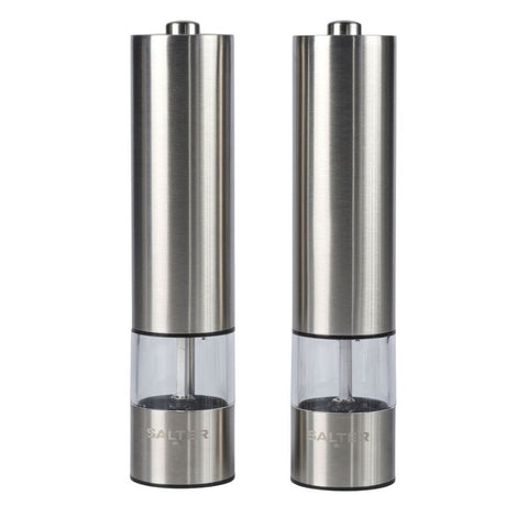 Salter Stainless Steel Electronic Salt & Pepper Mill Set